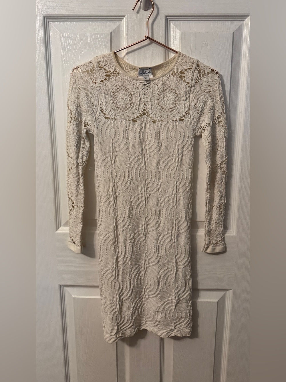 bebe Cream Crochet Dress